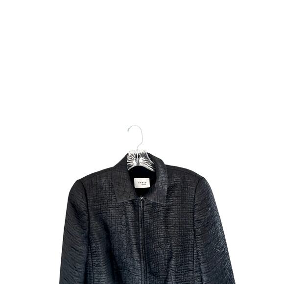 Akris Punto Black Dressy Solid Basic Textured Office Work‎ Zip Up Blazer Size 6 - Picture 5 of 14